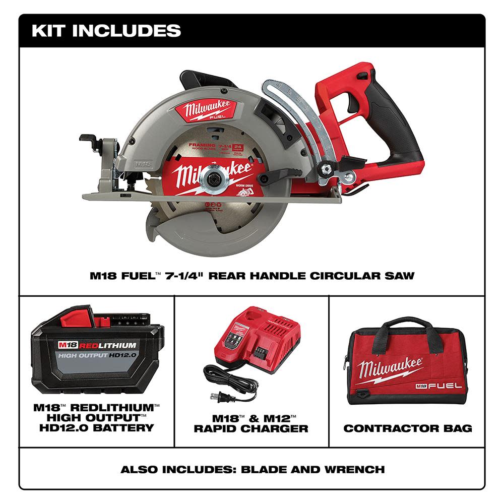 Milwaukee M18 FUEL Rear Handle 7-1/4 in. Circular Saw Kit - Ascmtools