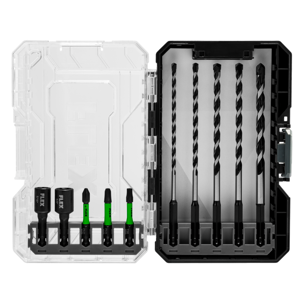 FLEX Drill & Drive Bit Set Carbide Tipped Multi Construction 10pc - Ascmtools