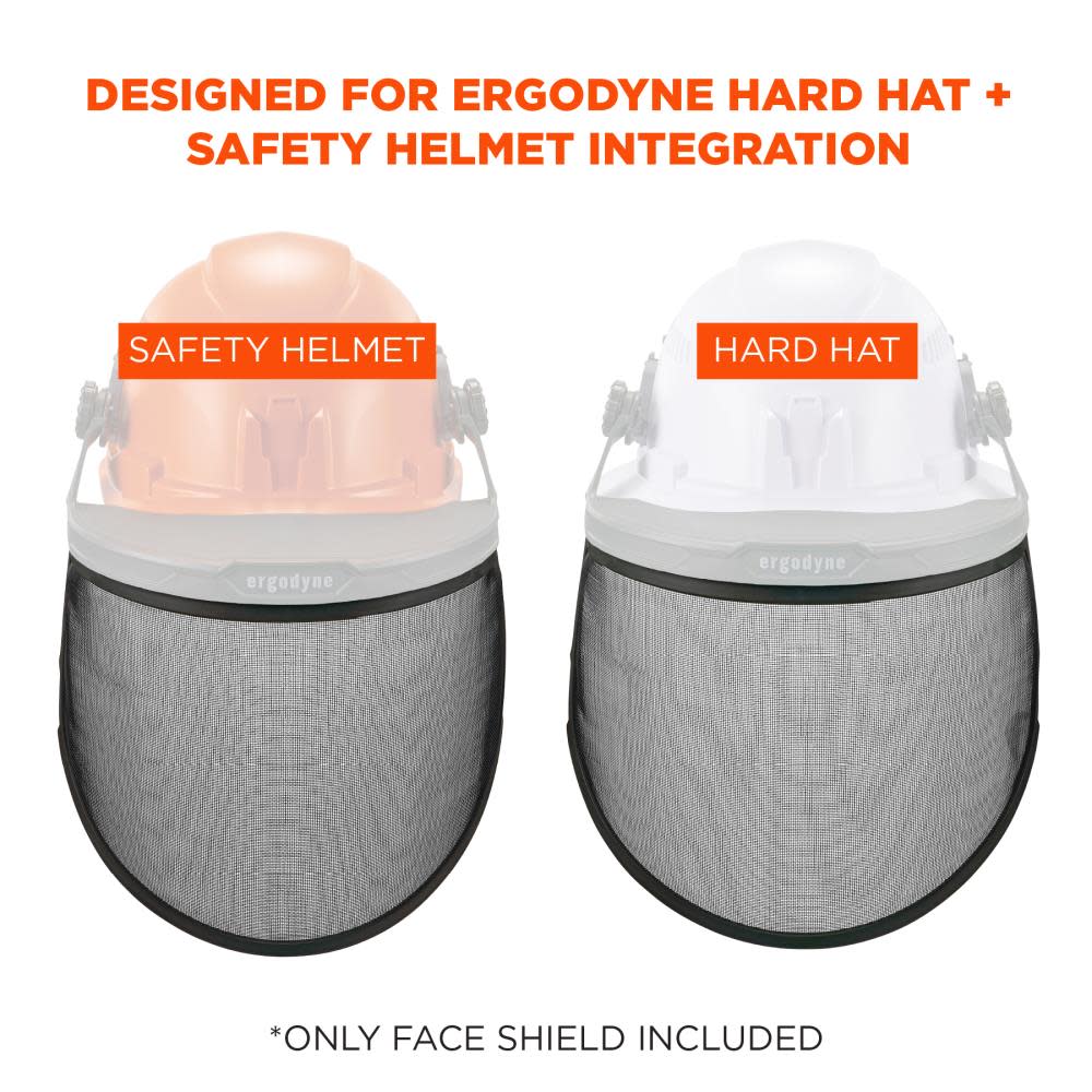 Ergodyne Black Mesh Face Shield Replacement for Hard Hat & Safety Helmet - Ascmtools