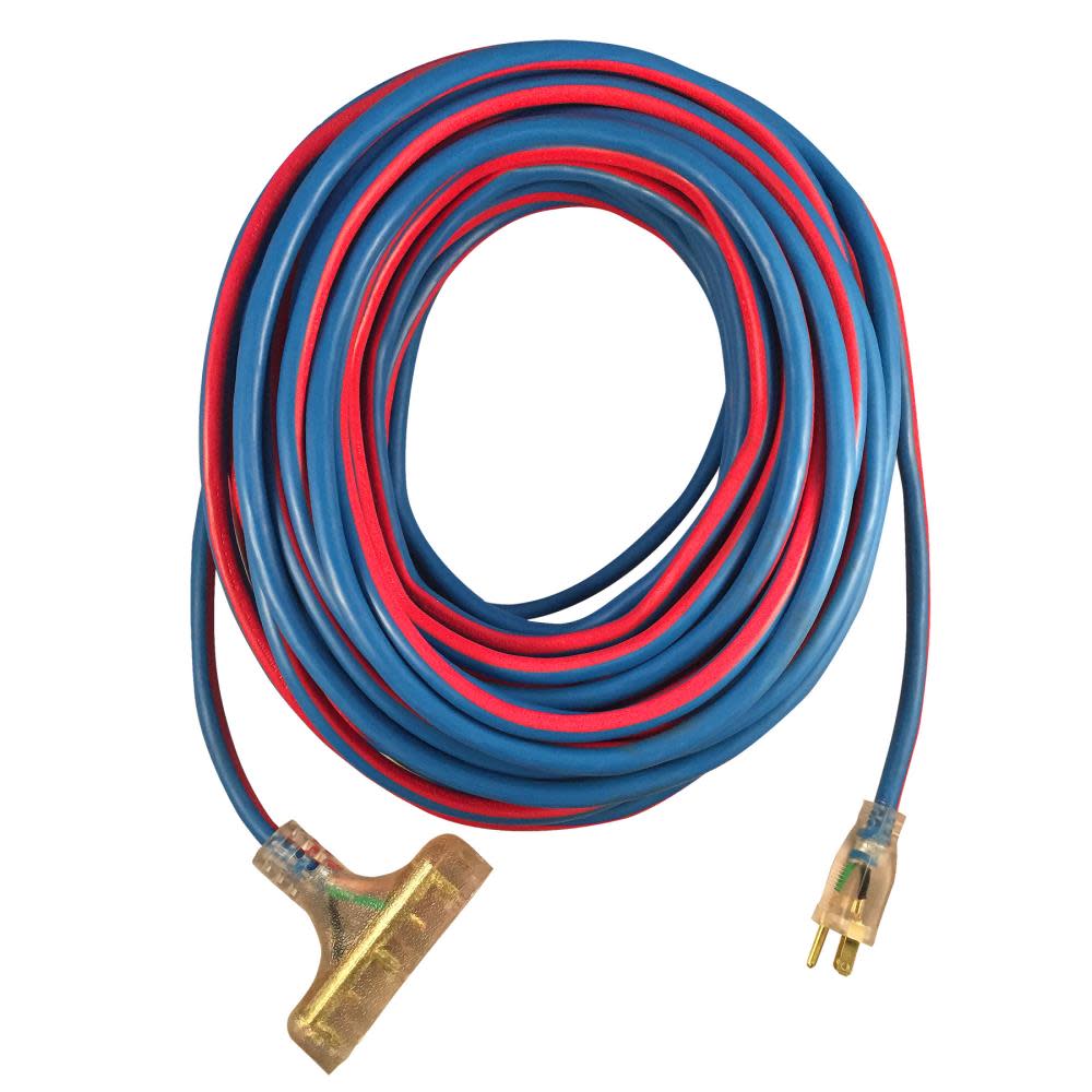 Voltec 100ft 12/3 SJEOW Extreme U-Ground Triple Tap Extension Cord - Ascmtools