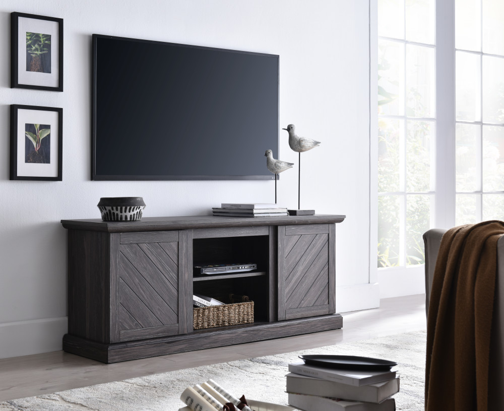 Hearthpro Media Console with Plank Style Doors - Ascmtools