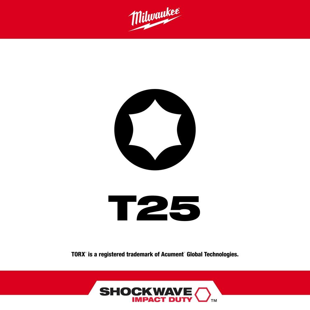 Milwaukee SHOCKWAVE 1 in. Impact T25 Insert Bits (15 Pack) - Ascmtools
