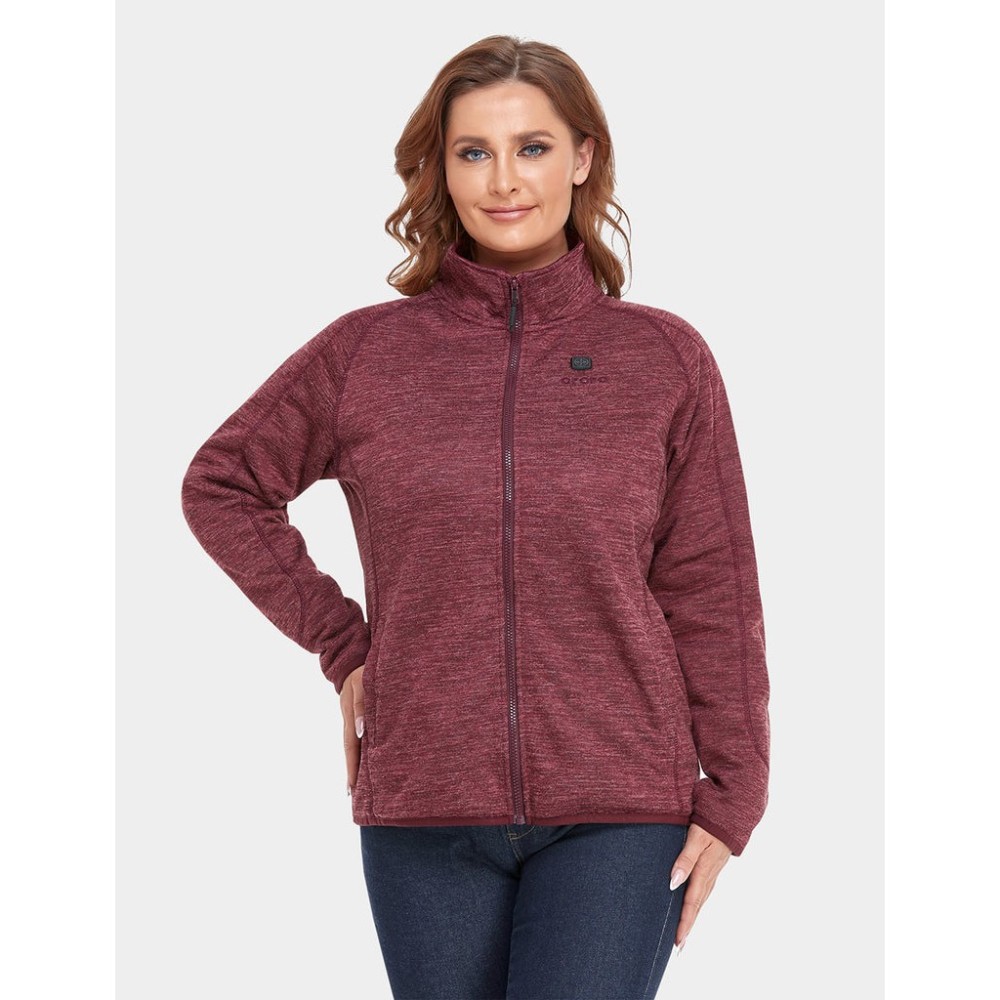 ORORO Womens Maroon Heated Fleece Jacket Kit Medium - Ascmtools