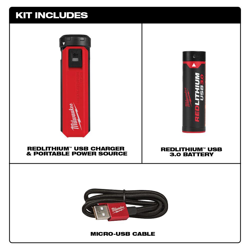 Milwaukee REDLITHIUM USB Charger and Portable Power Source Kit - Ascmtools