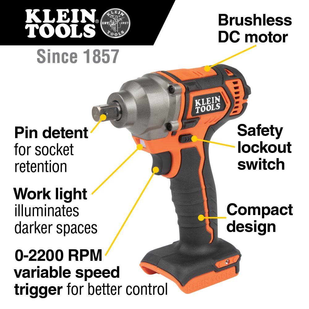 Klein Tools Compact Impact Wrench (Bare Tool) - Ascmtools