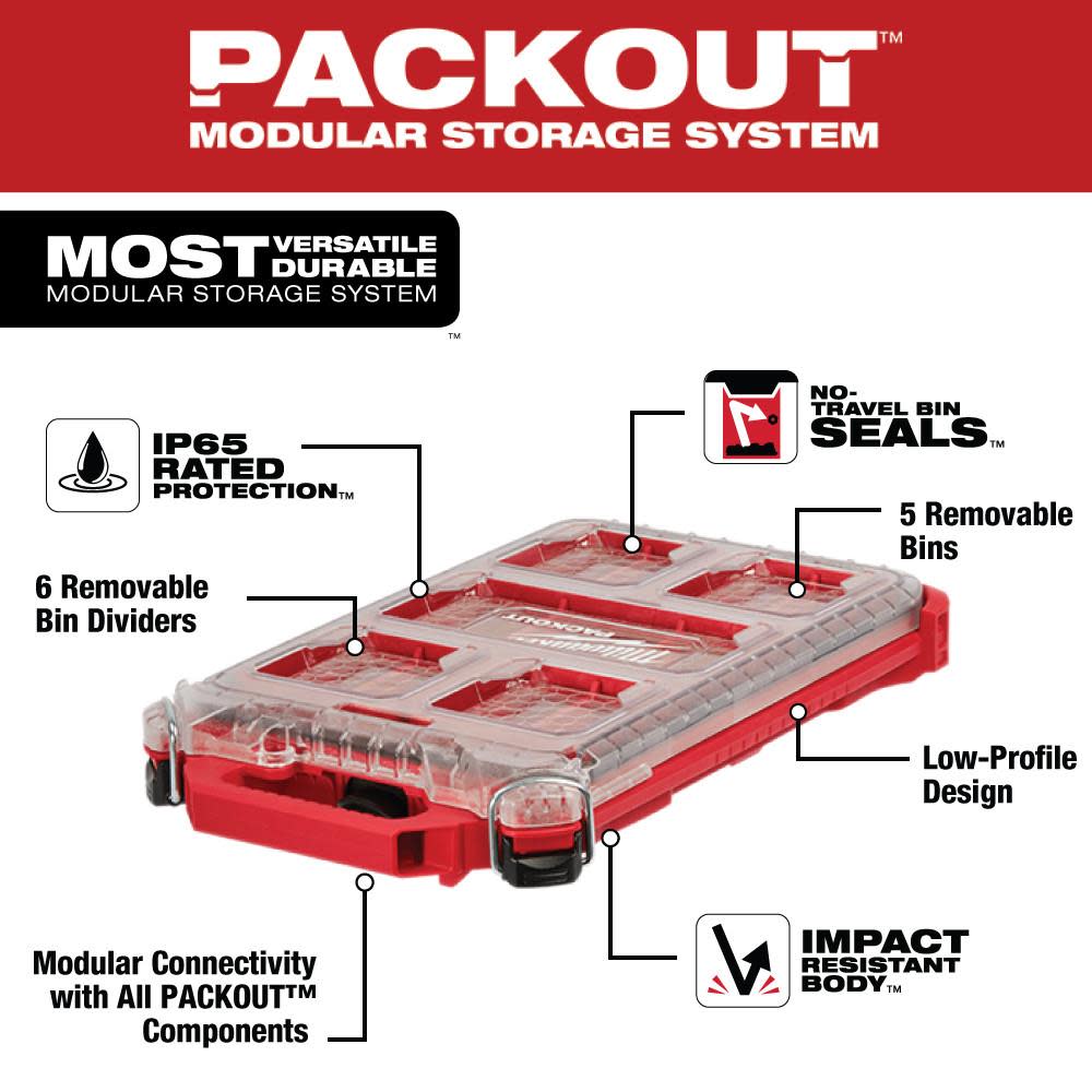 Milwaukee PACKOUT Compact Low-Profile Organizer - Ascmtools
