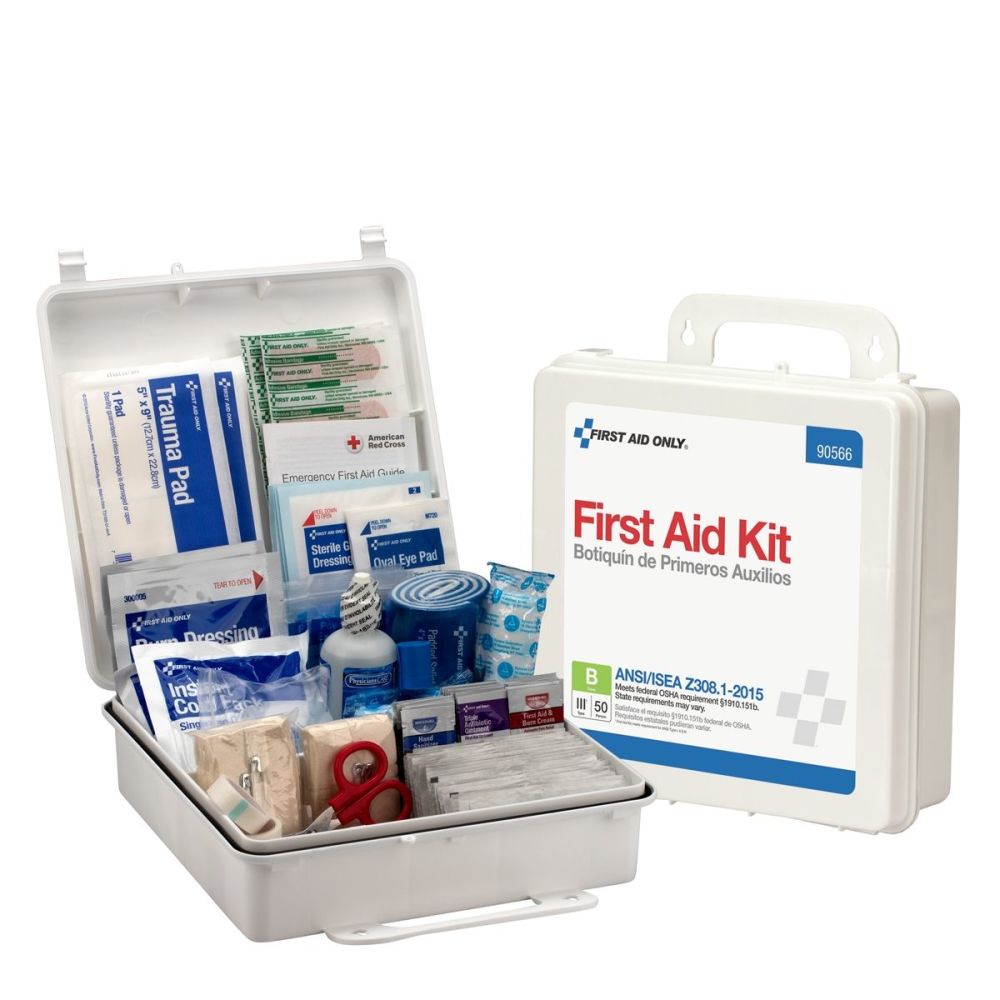 First Aid Only First Aid Kit 50 Person Bulk Plastic Case ANSI B - Ascmtools