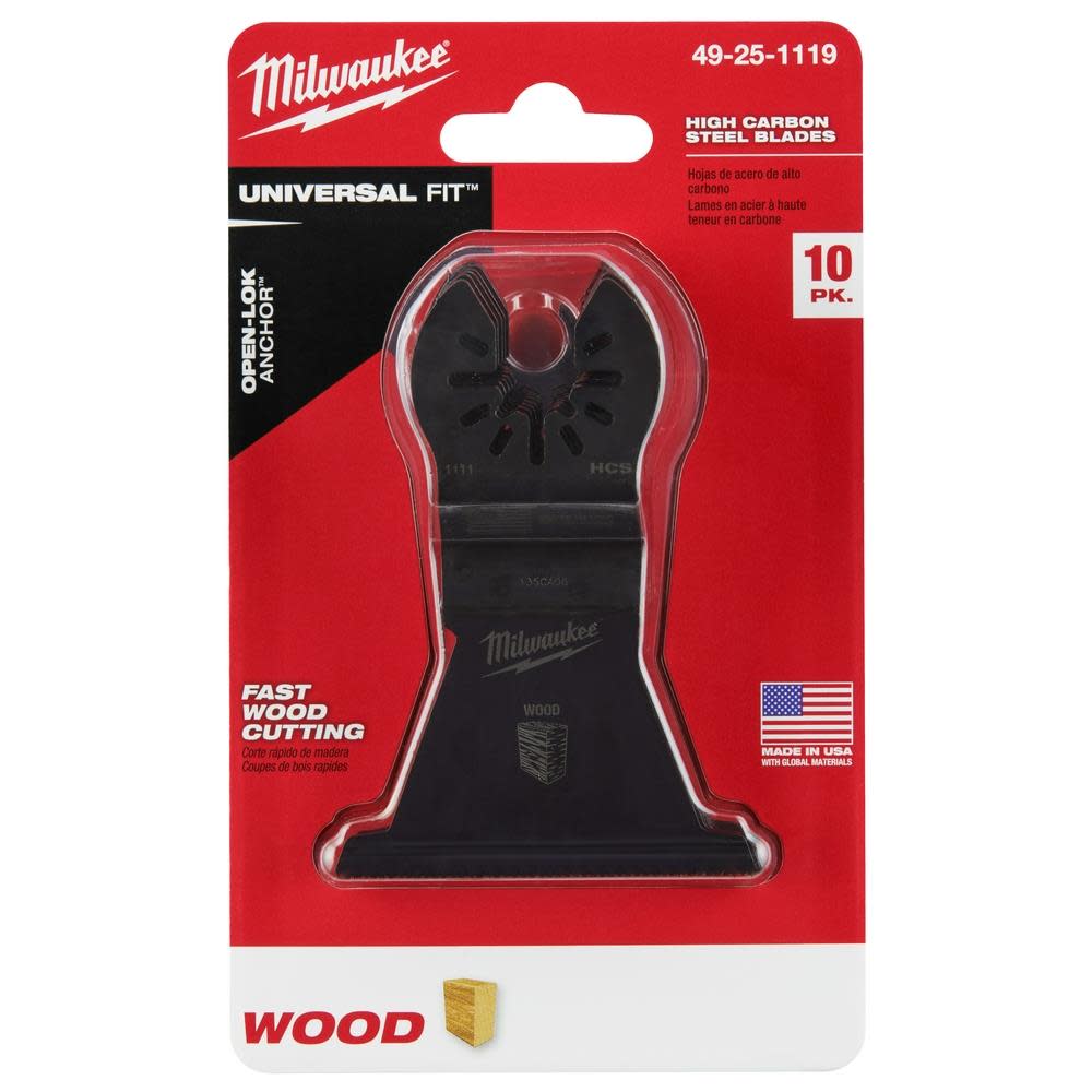 Milwaukee OPEN-LOK 2-1/2″ HCS WOOD BLADES 10PK - Ascmtools