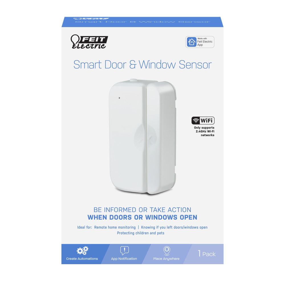 Feit Electric Wireless White indoor Smart WiFi Door Window Sensor - Ascmtools