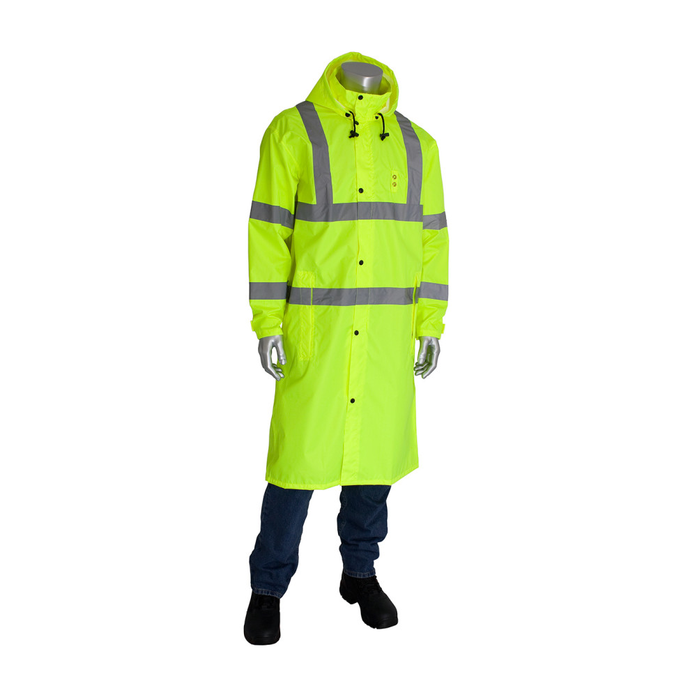 Protective Industrial Products Falcon Raincoat Hi Vis Yellow ANSI All Purpose 48″ XL - Ascmtools