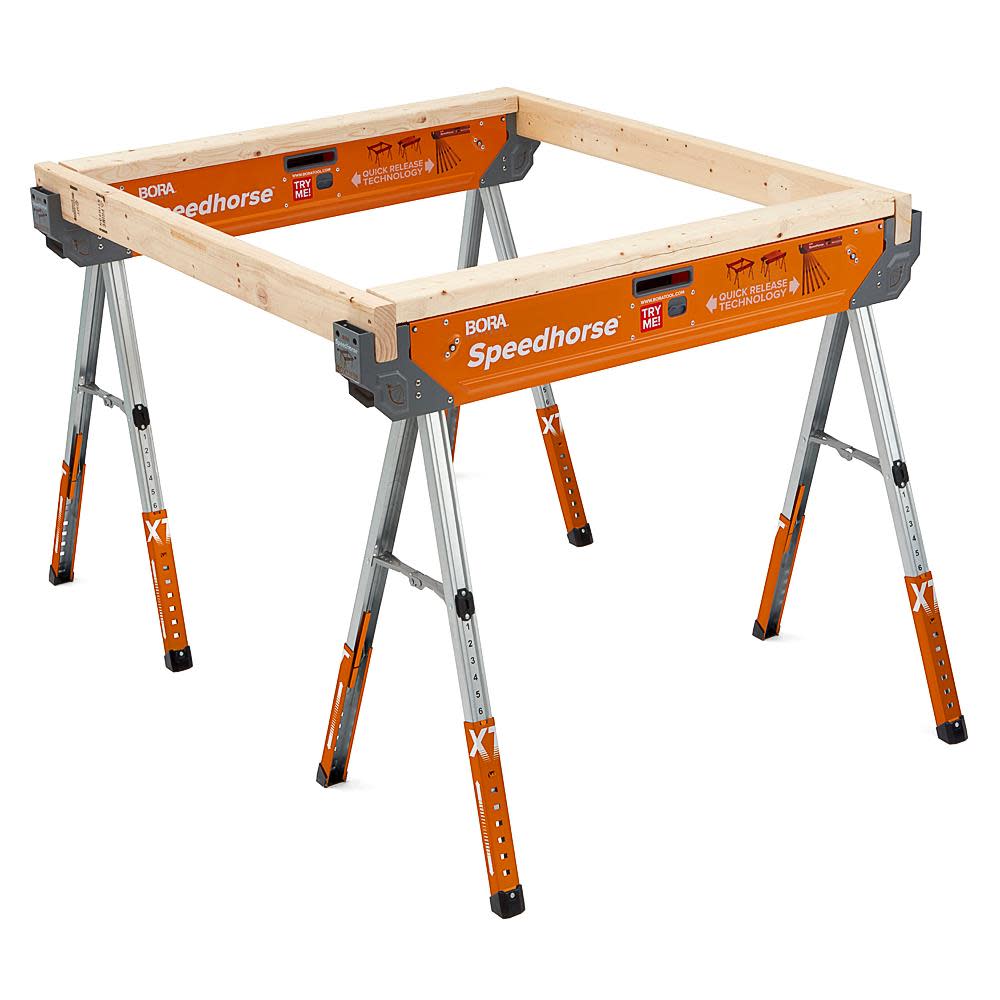 Bora Portamate Adjustable Speedhorse XT Sawhorse Work Support System Two Pack - Ascmtools