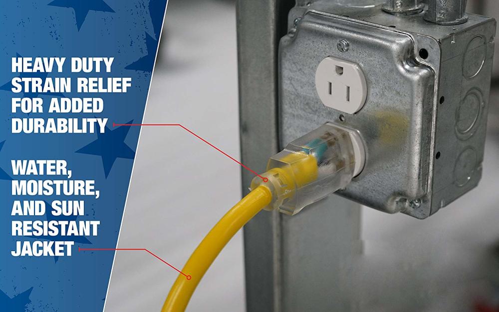 Southwire Extension Cord SJTW High Visibility 12/3 15 Amp 100″ - Ascmtools