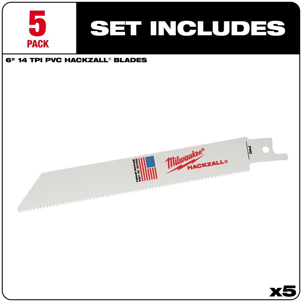 Milwaukee 6 in. M12 HACKZALL 40 PVC Bi-Metal Blade - Ascmtools