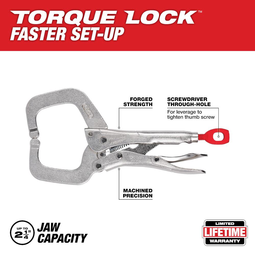 Milwaukee 6 in. TORQUE LOCK Locking C-Clamp With Regular Jaws - Ascmtools