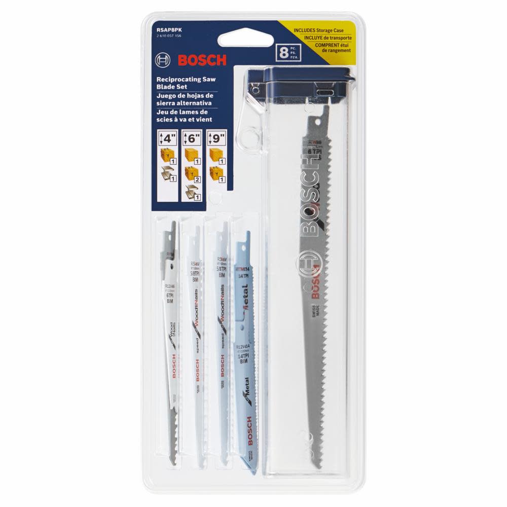 Bosch All Purpose Reciprocating Saw Blade Set 8pc - Ascmtools