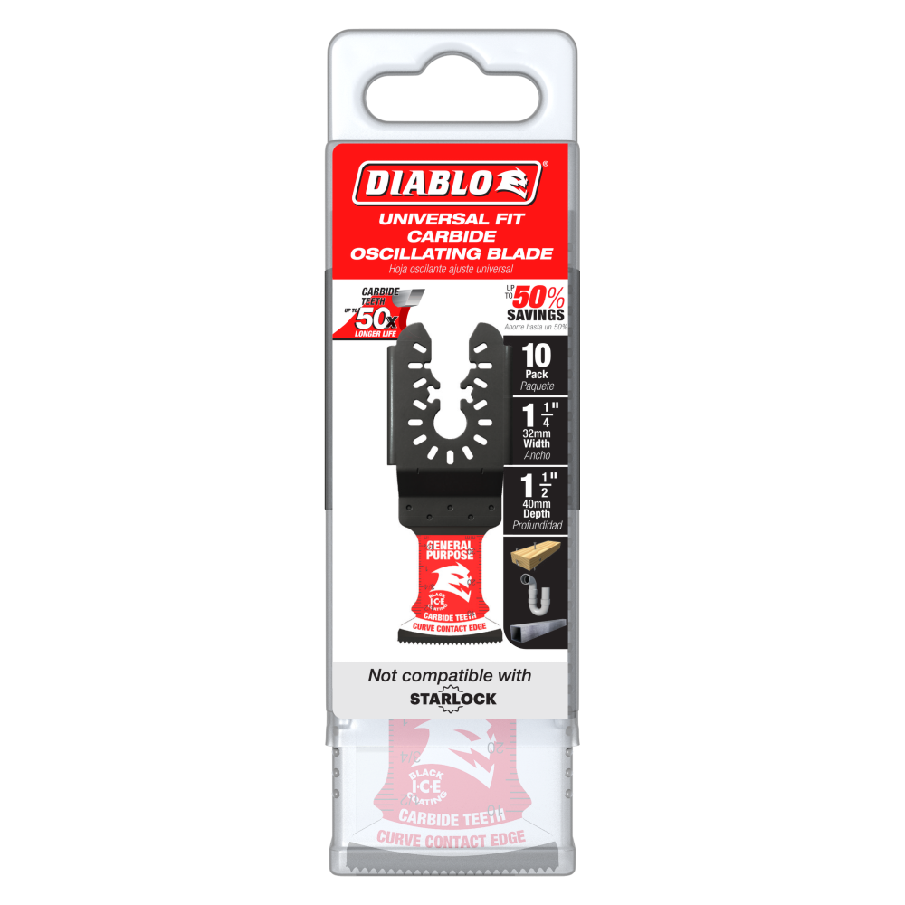 Diablo Tools 1 1/4″ Universal Fit Carbide Oscillating Blade for General Purpose Cuts 10pk - Ascmtools