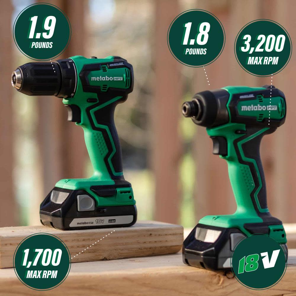 Metabo HPT KC18DDX 18V Cordless Impact Driver and Drill Kit - Ascmtools