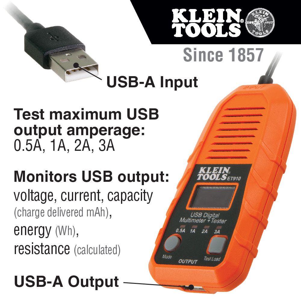 Klein Tools USB Digital Meter and Tester USB-A - Ascmtools