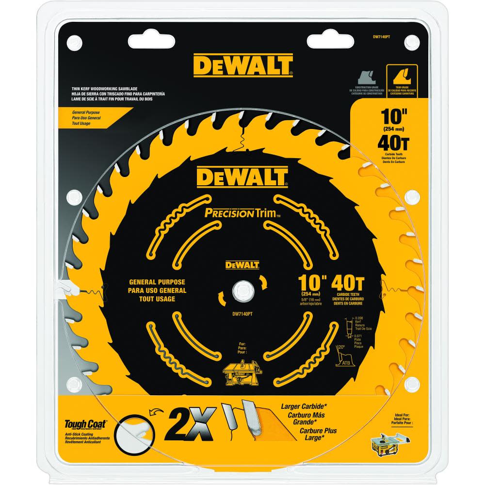 DEWALT 10-in 40T Ripping/Crosscutting Saw Blade - Ascmtools