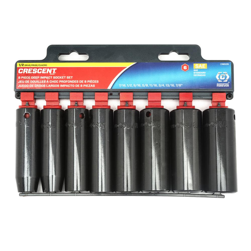 Crescent Socket Set 8 Pc. 1/2 In. Drive 6 Point Deep SAE - Ascmtools
