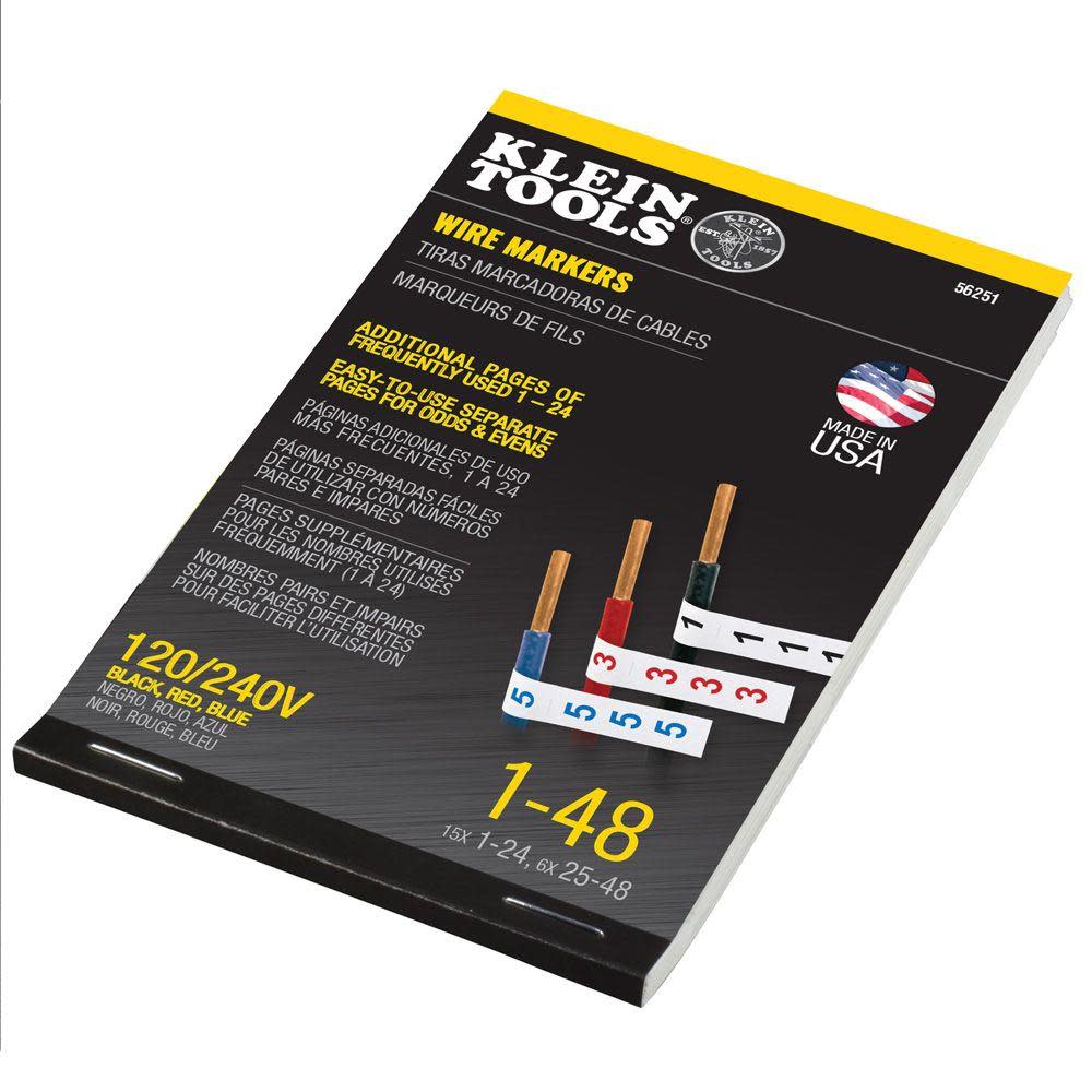 Klein Tools Wire Marker Book 120/240V 3 Phase - Ascmtools