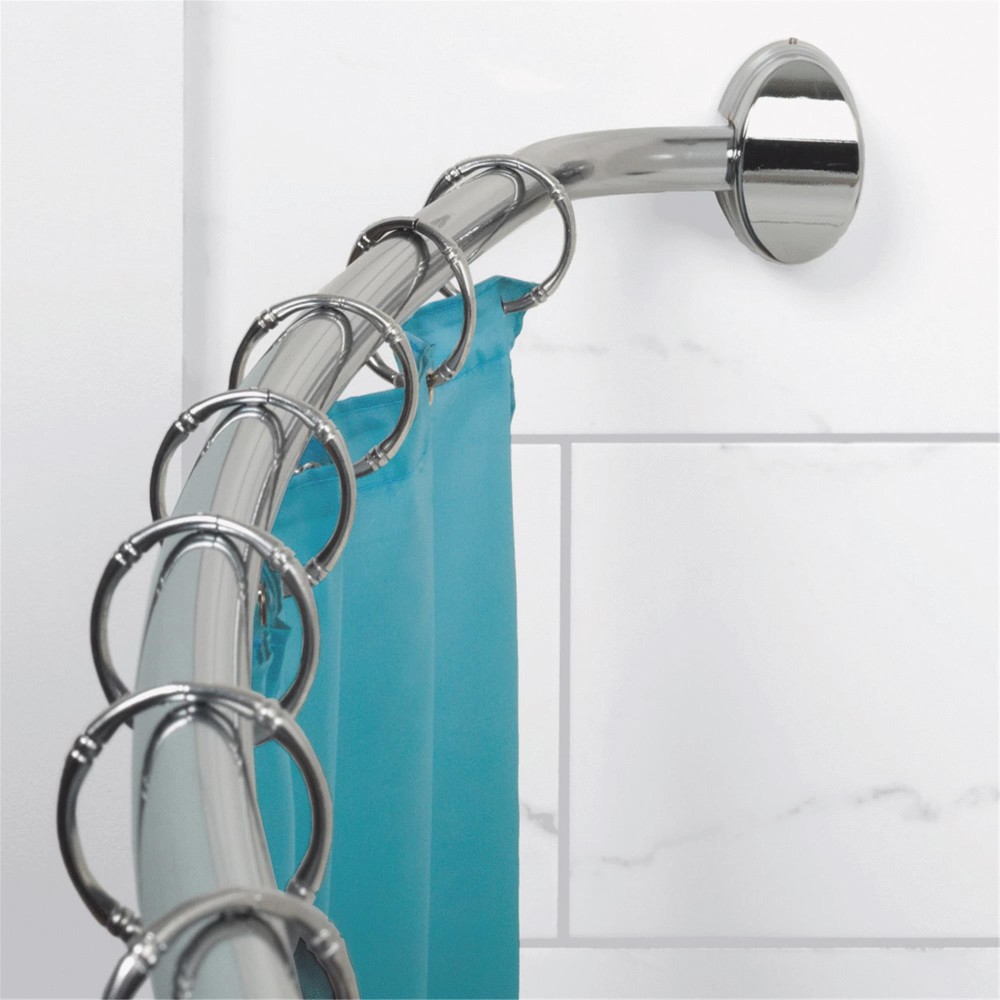 Zenith Shower Curtain Rod Curved Single Chrome Plated Aluminum - Ascmtools