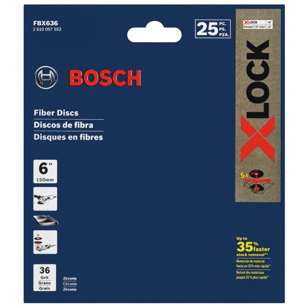 Bosch X LOCK Coarse Grit Abrasive Fiber Discs 6″ 36 Grit 25pc - Ascmtools