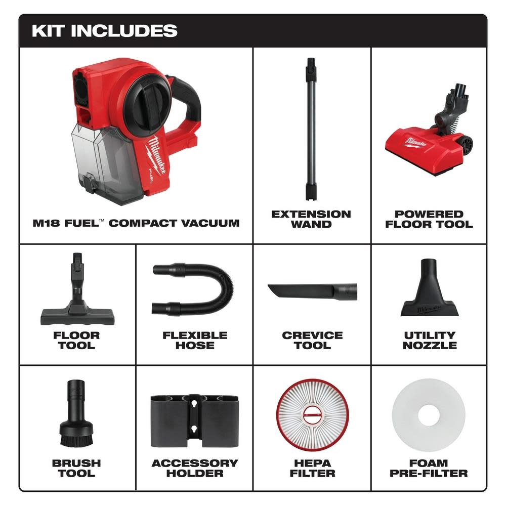 Milwaukee M18 FUEL Compact Vacuum Bare Tool - Ascmtools