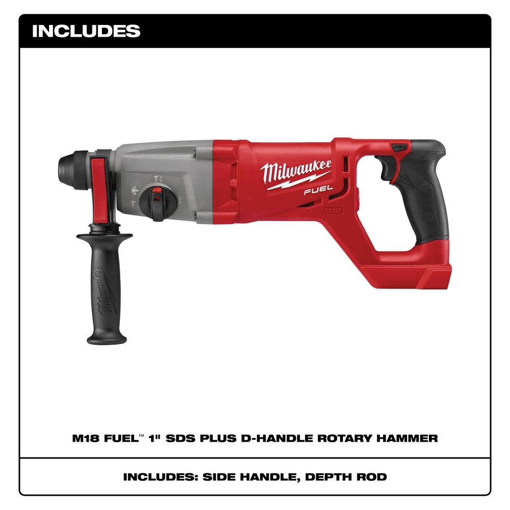 Milwaukee M18 FUEL Cordless 1 in. SDS-Plus D-handle Rotary Hammer - Ascmtools