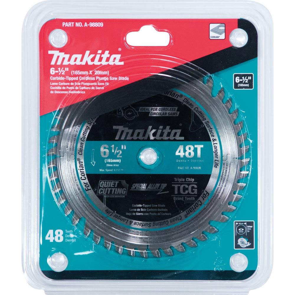 Makita 6-1/2″ 48T Carbide-Tipped Cordless Plunge Saw Blade - Ascmtools