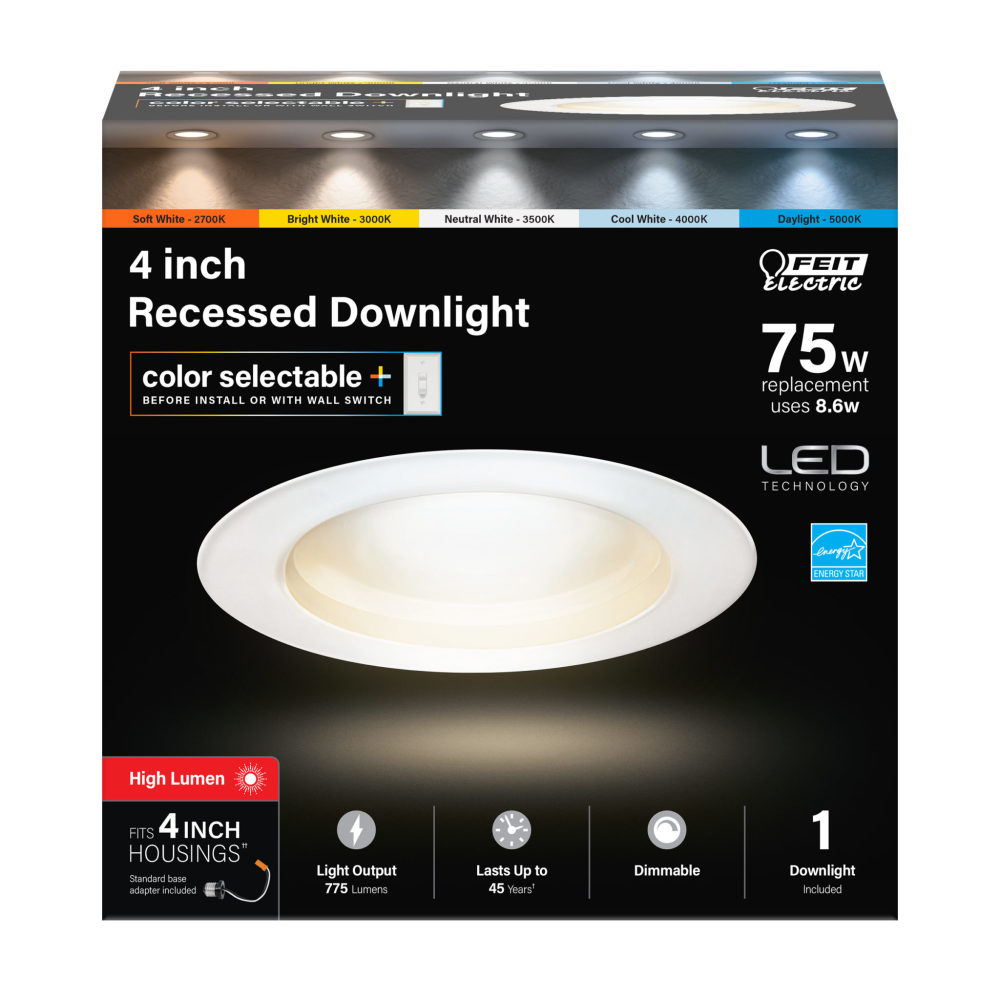 Feit Electric 4″ 8.6W 775 Lumens LED Recessed Downlight - Ascmtools