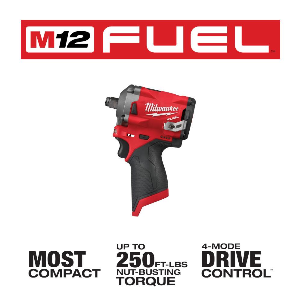 Milwaukee M12 FUEL Stubby 1/2″ Impact Wrench Reconditioned - Ascmtools