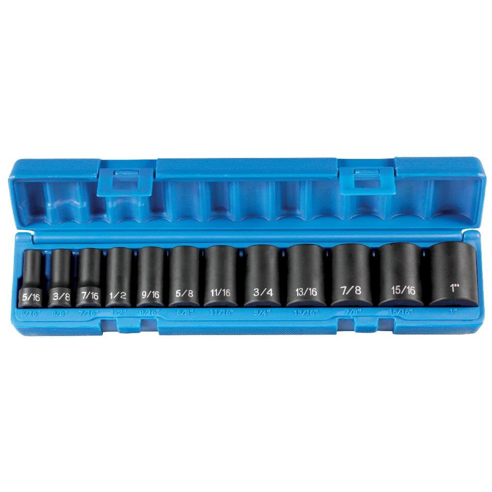 Grey Pneumatic 3/8″ Drive Semi-Deep Length Impact Set – 12 piece - Ascmtools