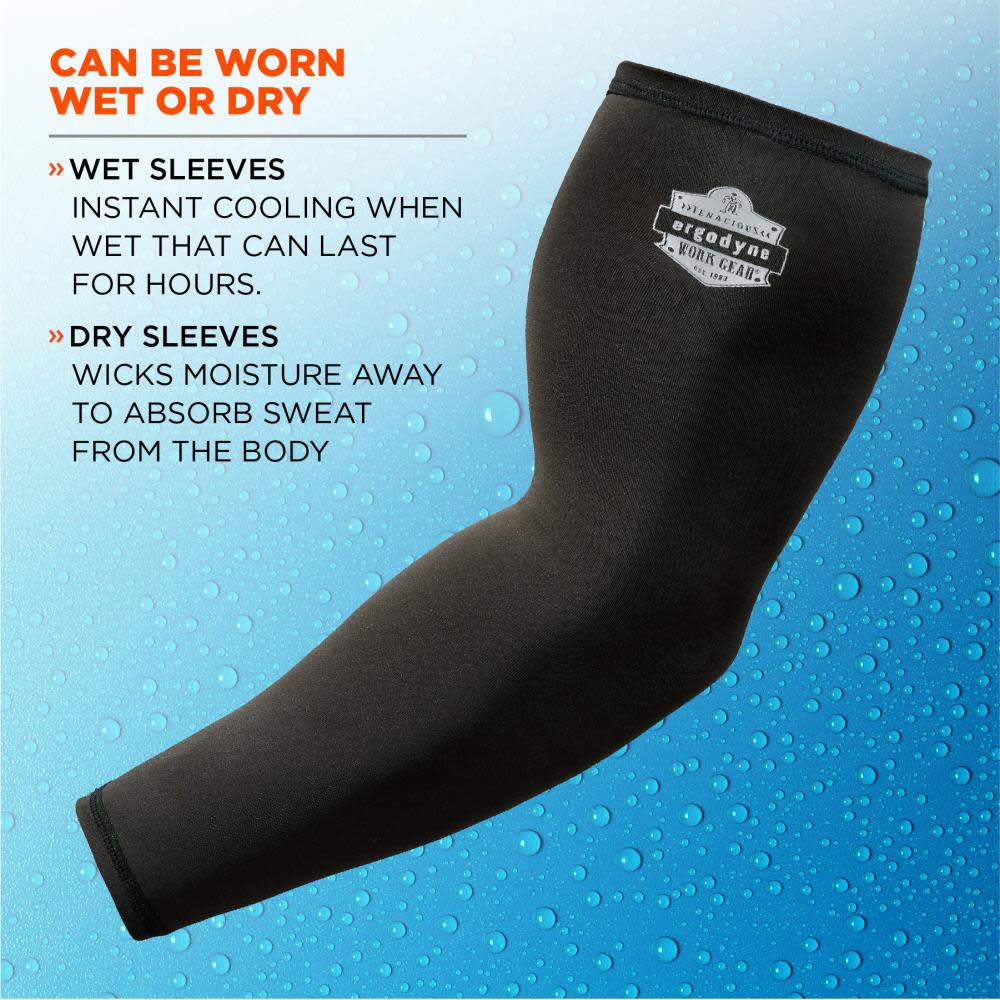 Ergodyne Chill Its 6690 Black Cooling Arm Sleeves XL - Ascmtools