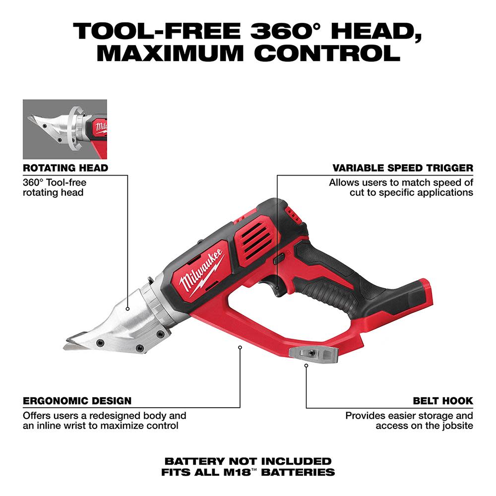 Milwaukee M18 Cordless 18 Gauge Double Cut Shear (Bare Tool) - Ascmtools
