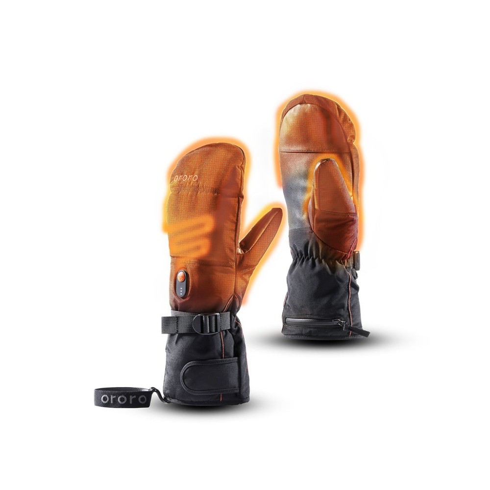 ORORO Black & Orange Amsterdam Heated Mittens Kit Large - Ascmtools