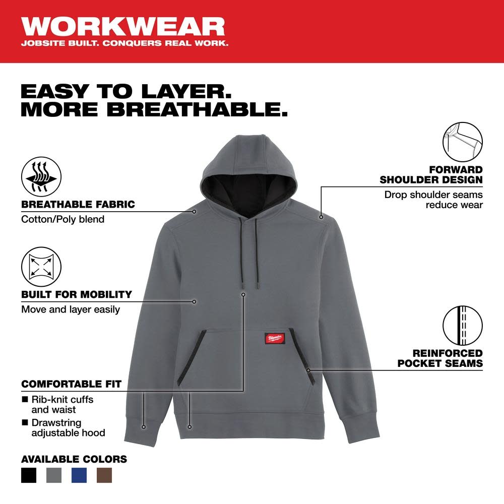 Milwaukee Midweight Pullover Hoodie Gray Small - Ascmtools