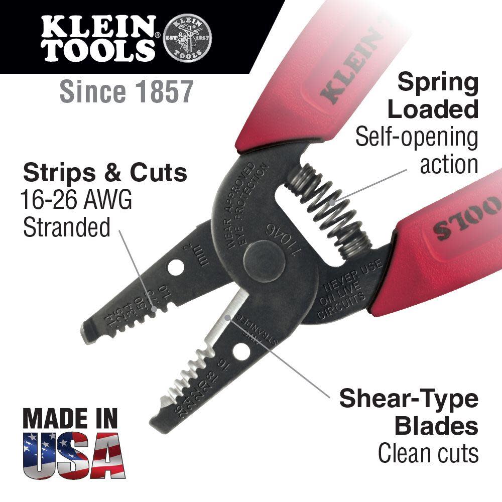 Klein Tools Wire Stripper/Cutter 16-26 AWG STRD - Ascmtools