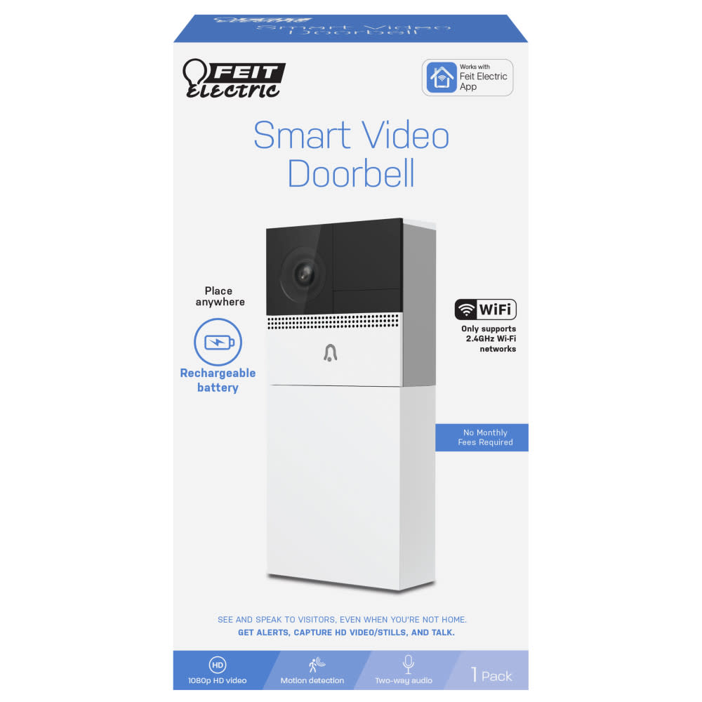 Feit Electric Battery Powered WiFi Smart Video Doorbell Camera - Ascmtools