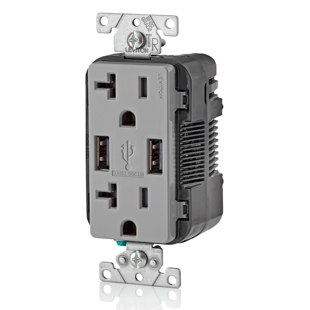 Leviton Combination Duplex Receptacle/Outlet 20A 125V Gray - Ascmtools