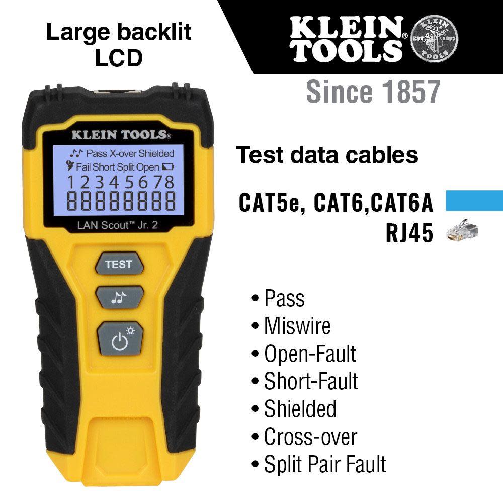 Klein Tools LAN Scout Jr 2 Cable Tester - Ascmtools