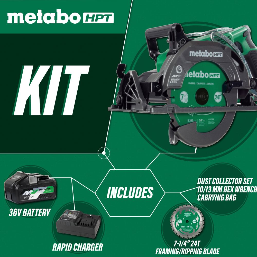 Metabo HPT 36V 7-1/4″ Rear Handle Circular Saw Kit - Ascmtools
