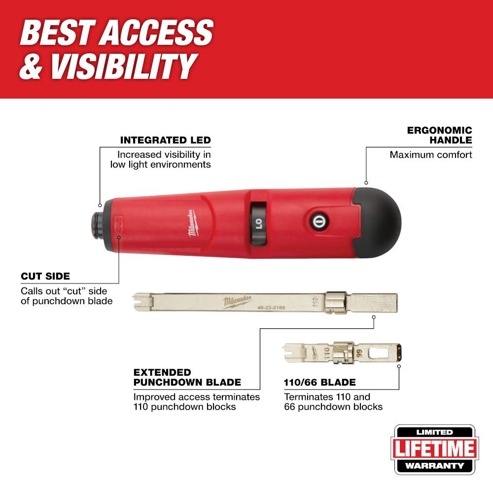 Milwaukee Punchdown Tool with Extended Blade - Ascmtools