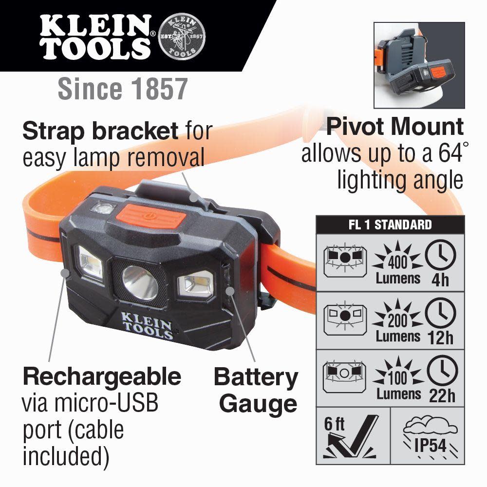 Klein Tools Rechargeable Auto-Off Headlamp - Ascmtools