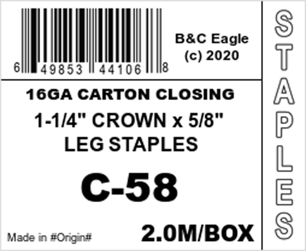 B and C Eagle (2M) 1-1/4 Crown x 5/8 Leg Galvanized Collated Staples - Ascmtools