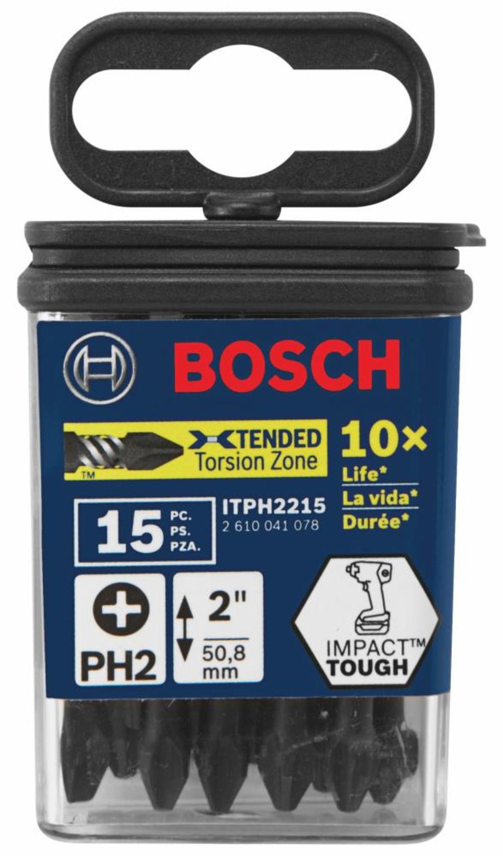 Bosch 15 pc. Impact Tough 2 In. Phillips #2 Power Bits - Ascmtools