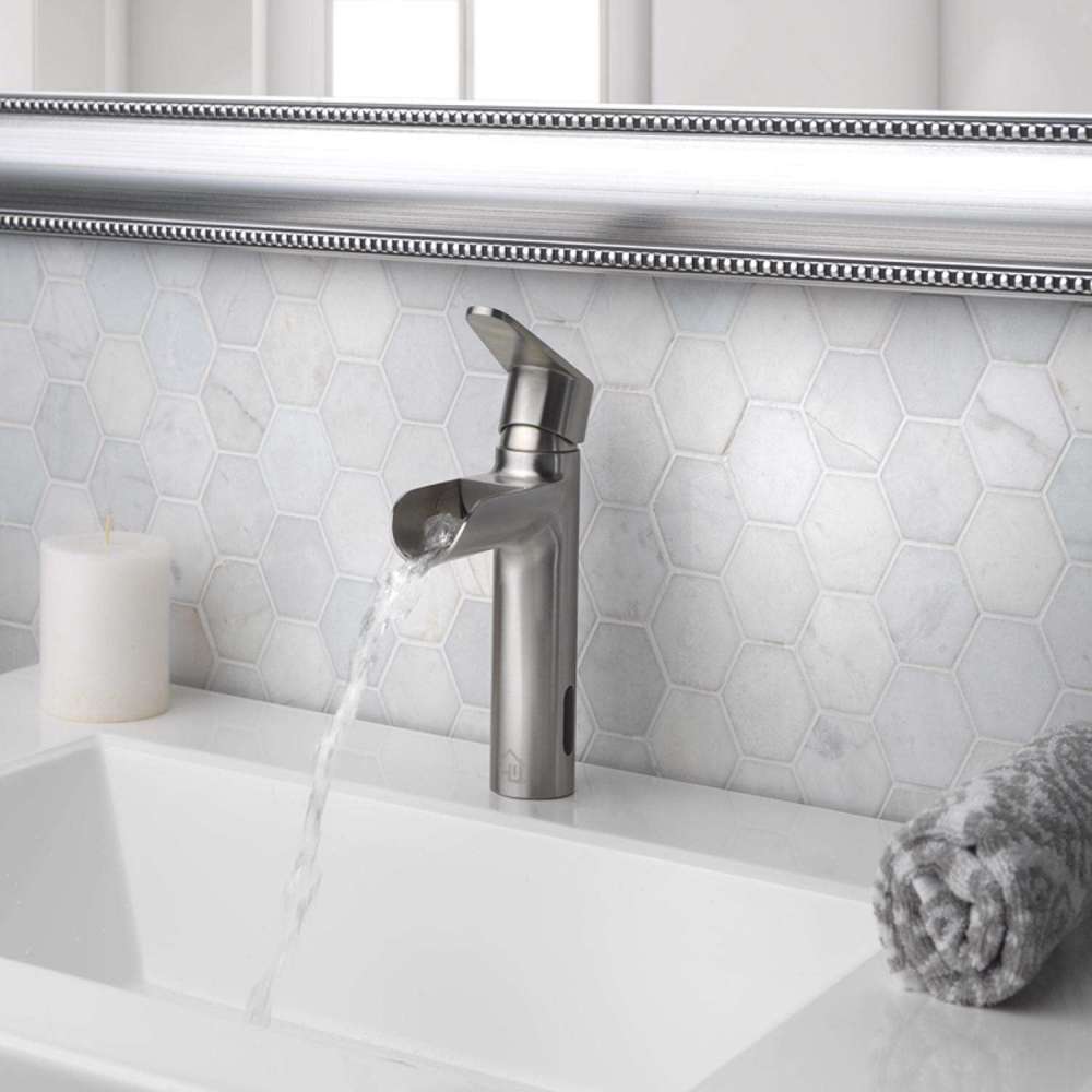 Homewerks Bathroom Sink Faucet Nickel 1 Handle Mid Arc - Ascmtools