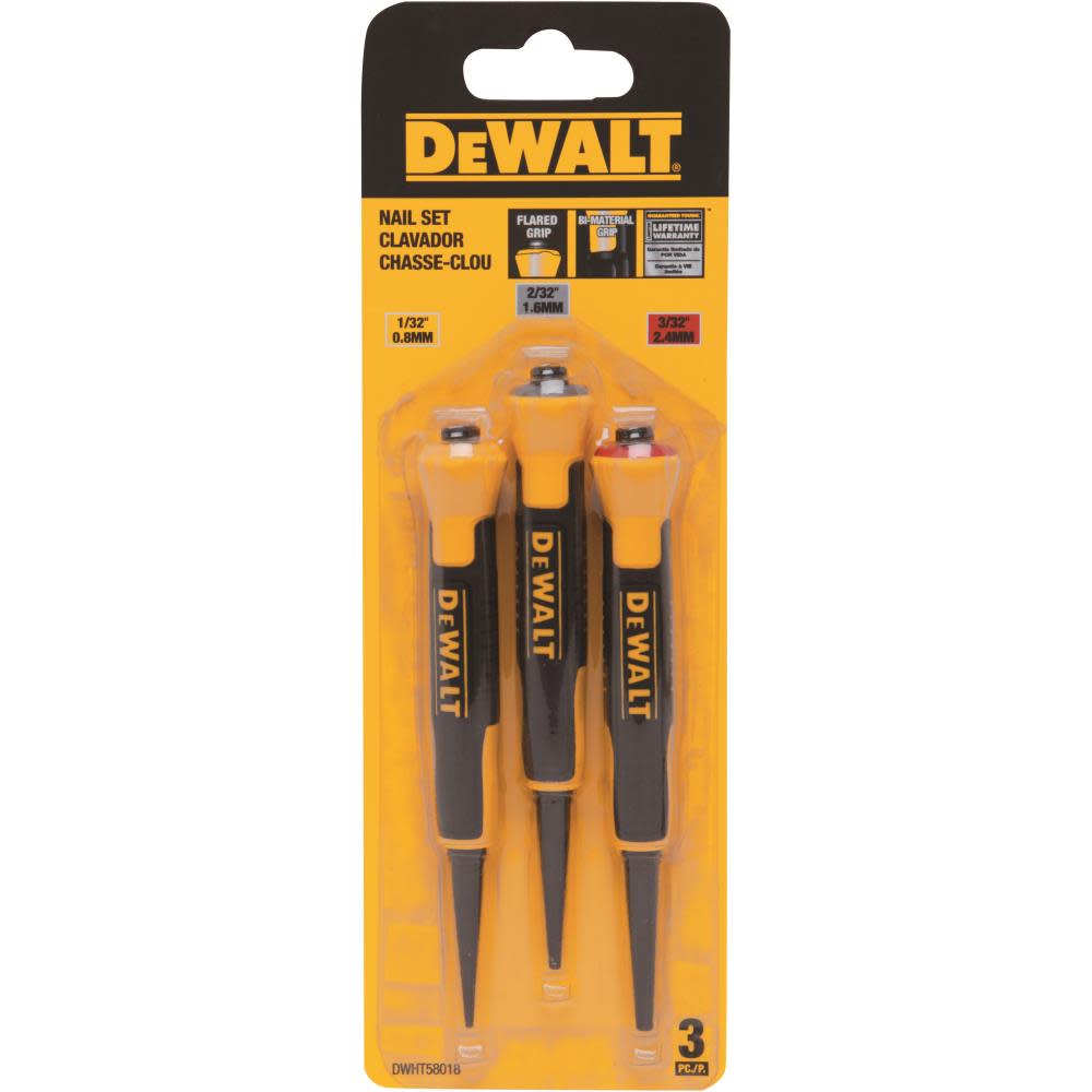 DEWALT Bi Material Nail Sets 1/32″ 2/32″ 3/32″ - Ascmtools