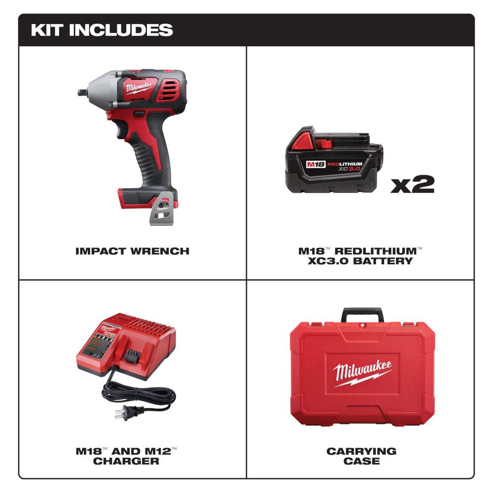 Milwaukee M18 3/8 In. Impact Wrench XC Kit - Ascmtools