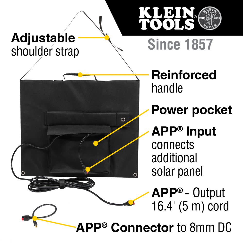 Klein Tools Portable Solar Panel 60W - Ascmtools